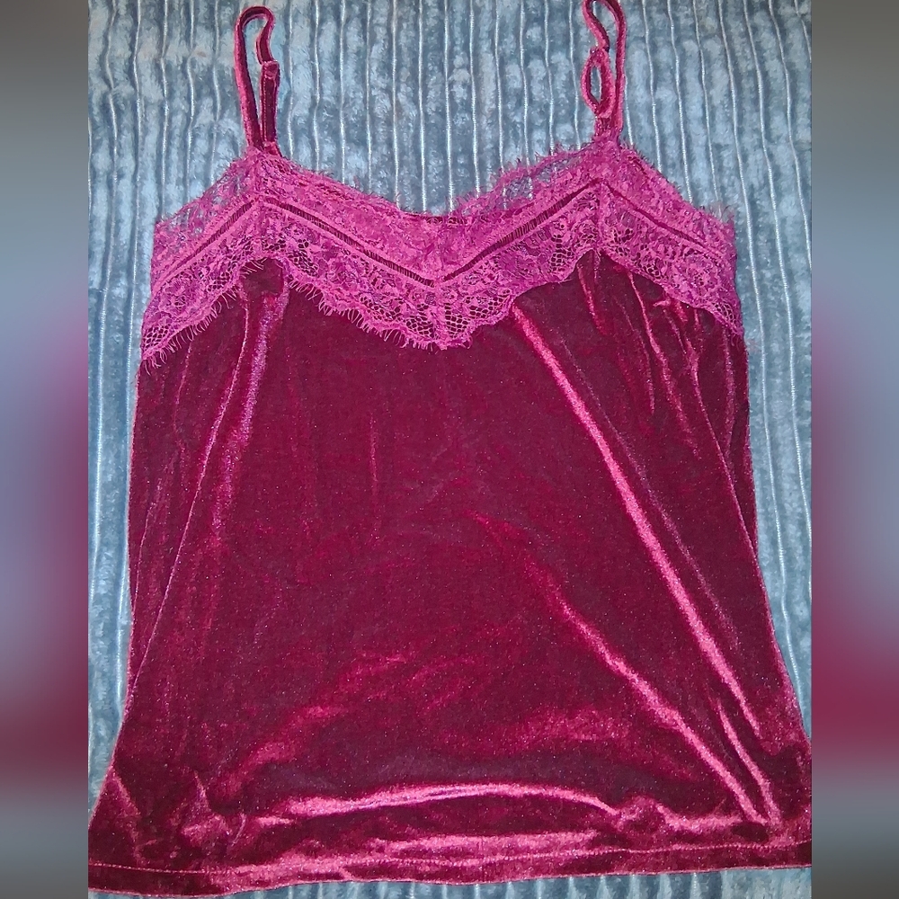 🐎NEW! Beautiful Red Velvet Camisole Top Sz XL - Picture 5 of 6